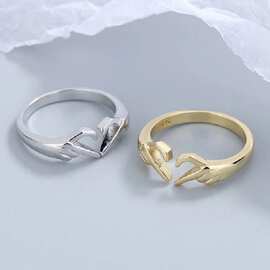 亚马逊热卖浪漫双手比心戒指欧美时尚爱心拥抱之手情侣戒指送女友