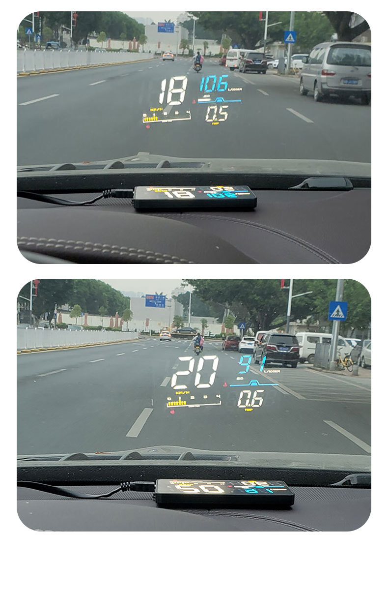 Car Head-Up Display Obd High-Definition Hud Vehicle Head-Up Display Instrument Speedometer Water Temperature Fuel Consumption Meter Cross-Border Exclusive Supply