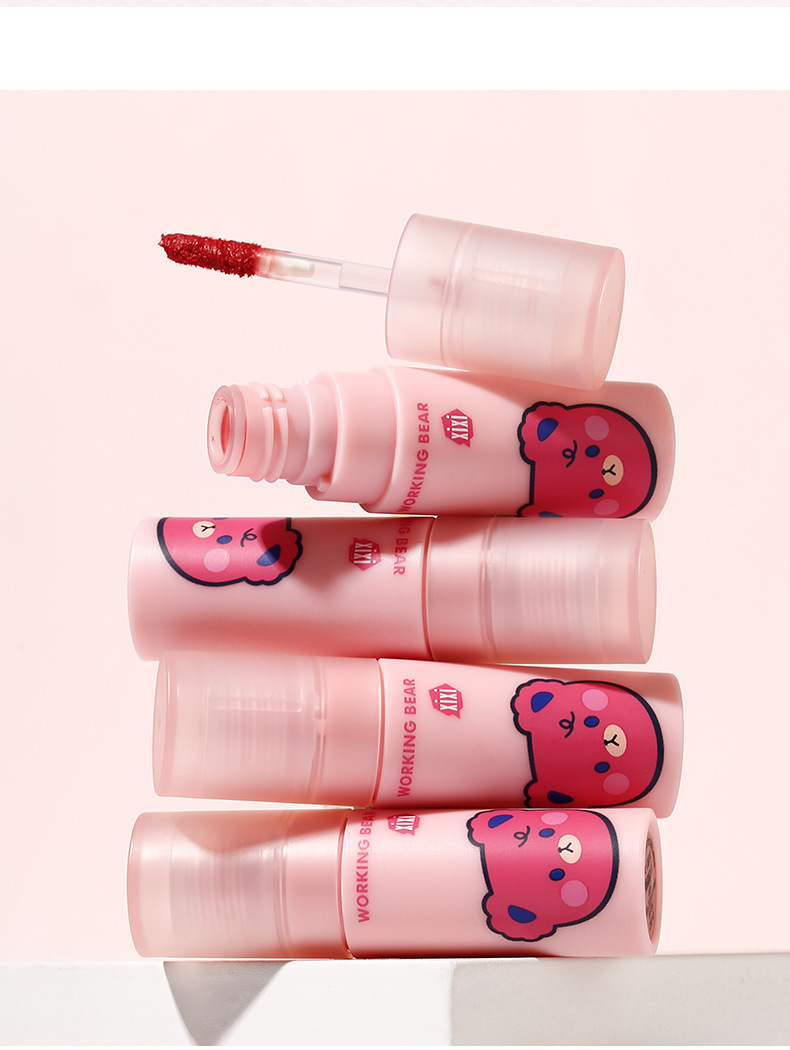 xixi Heartbeat Velvet Mist Air Lip Gloss, Cute Strawberry Bear Soft Mist Lip Mud, makes the lips look fair and tender in autumn and winter without showing lip lines undefined