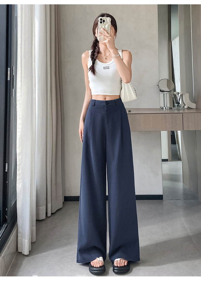 Quần culottes nữ ống rộng cạp cao vải linen phối cotton mềm mại, form suông rộng thoải mái — Trắng Extended chi tiết 32