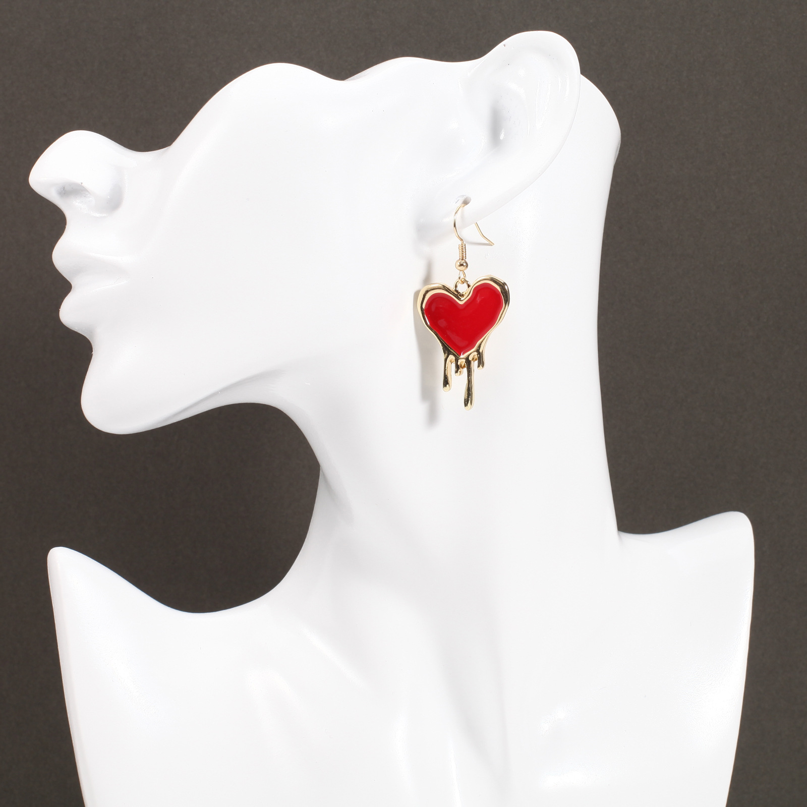 18g Weight Copper Ear Needle Material Rhinestones, Pearl Inlay Material Drop Earrings Classification 1 Pair Quantity Holiday, Daily Occasion Alloy Material Heart Shape Pattern Women's Gender Enamel, Inlay Design IG Style, Sweet Style 1 Pair IG Style Sweet Heart Shape Enamel Inlay Alloy Rhinestones Pearl Drop Earrings 4