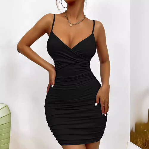 Sizzling Summer V-Neck Backless Slip Dress—Bestselling Women's Pleated Bodycon Jumpsuit