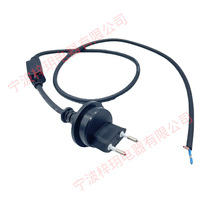 瑞士防水插头黑色线裸线尾 2芯带保险盒电源线