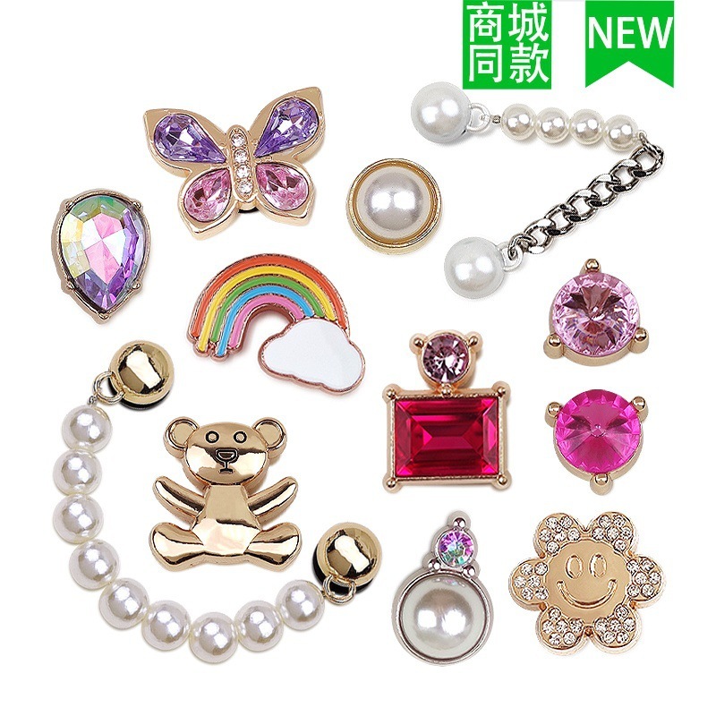 クロスボーダー卸売新しいクロックスアクセサリー靴バックル金属レターチェーン適応クロス靴花 DIY アクセサリー|undefined