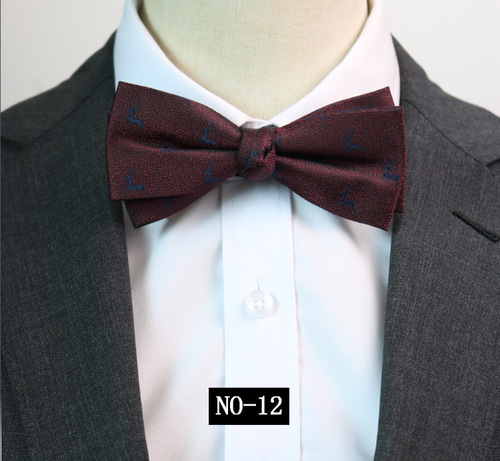 Patterned bow tie for men's banquet, business wedding, groom's best man's gentleman's dress, photo studio wine red and navy blue fashionable bow