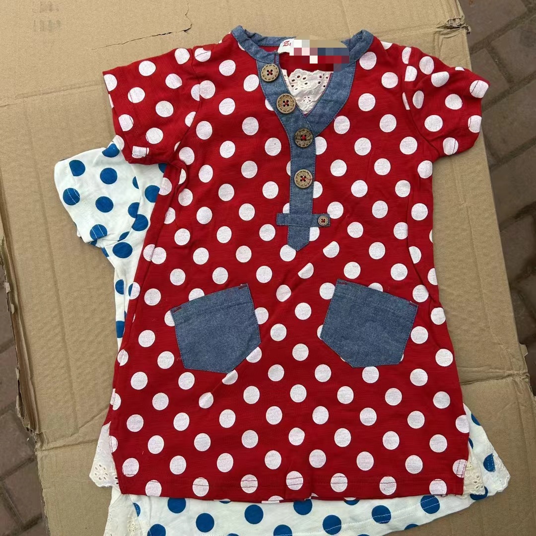 Estilo japonés solo vestido 24 verano nueva niña de manga corta falda algodón buena