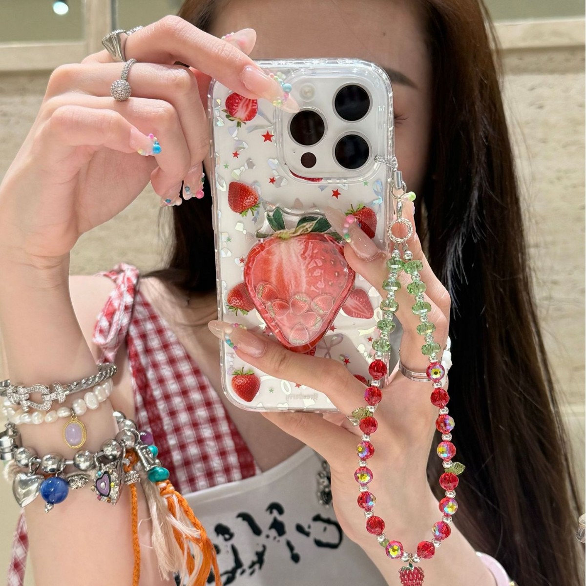 Fresco de verano con lazo láser fresa para Apple 16Pro/15Pro cadena 14 femenino 13 nuevo 16PM