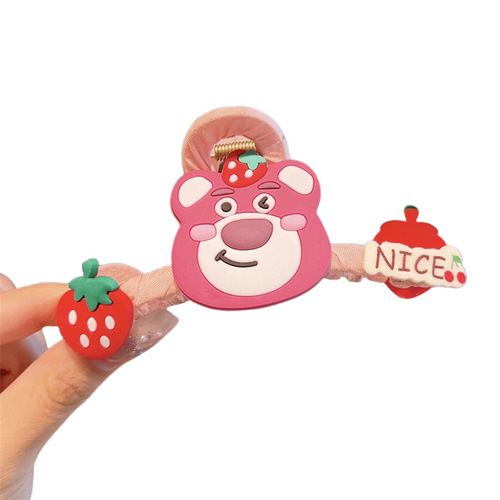 Children's Cartoon Clip Strawberry Bear Hair Clip Internet Celebrity Little Girl Hair Clip Headwear Girl's Back Hair Shark Clip
