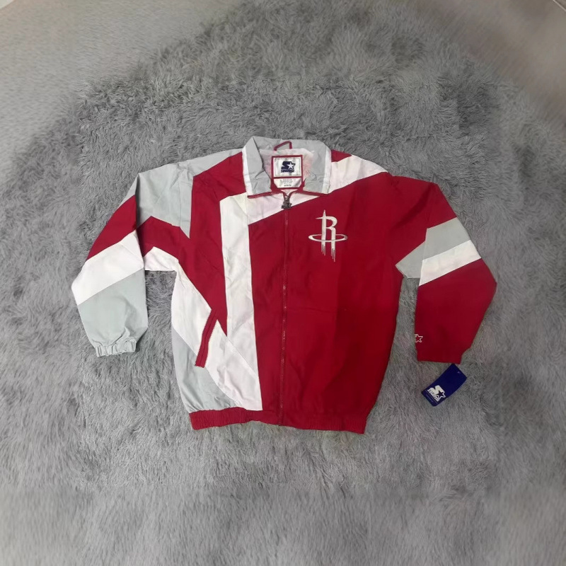 Starter Retro Basketball Nba Rockets Color-Blocked Jacket American Version Hip-Hop Street Style Vintage Embroidered Jacket 33