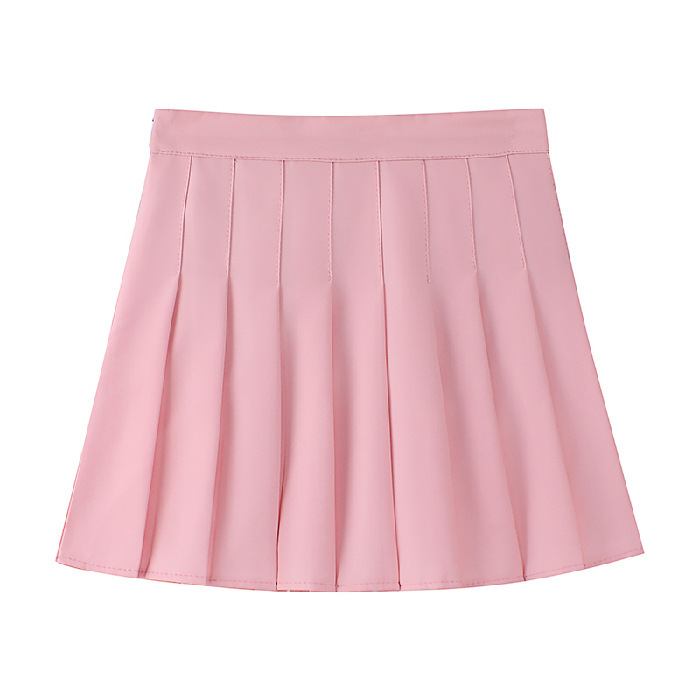 四季ショートスカート女性プリーツスカート JK 制服スカートファッションスカート (延長 + 安全パンツ + ジッパー + ボタン)|undefined