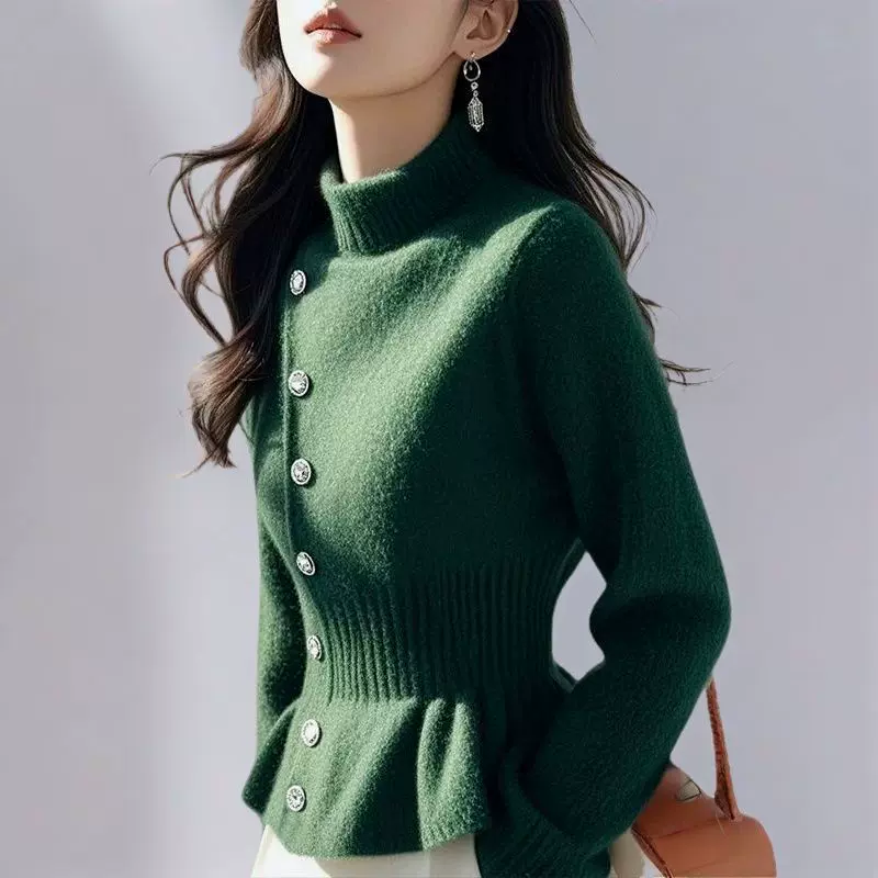 高级感超好看纯色毛衣女2025春秋冬新款奶呼呼软糯设计感针织上衣