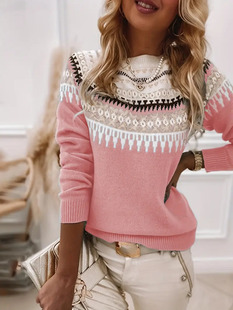 T 64921 Color Block Round Neck Sweater ƴɫ�A�Ië�� �羳���l