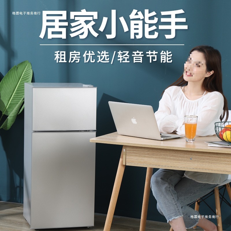 Wave Small Refrigerator Household Small Rental Dormitory Double-Door Power-Saving Refrigeration and Refrigeration Energy-Saving Mini Refrigerator