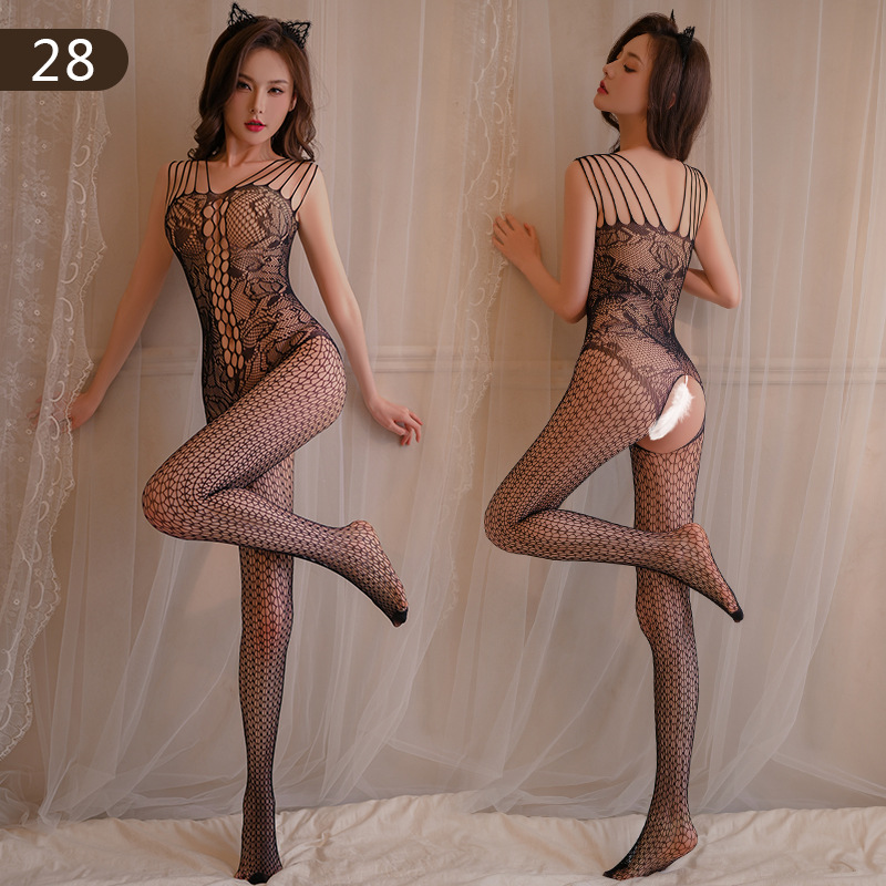 Calcetines de red sexy, ropa interior, calcetines de red de pesca, encaje sexy, medias de una pieza, malla de una pieza, tirantes, seducción, mujer