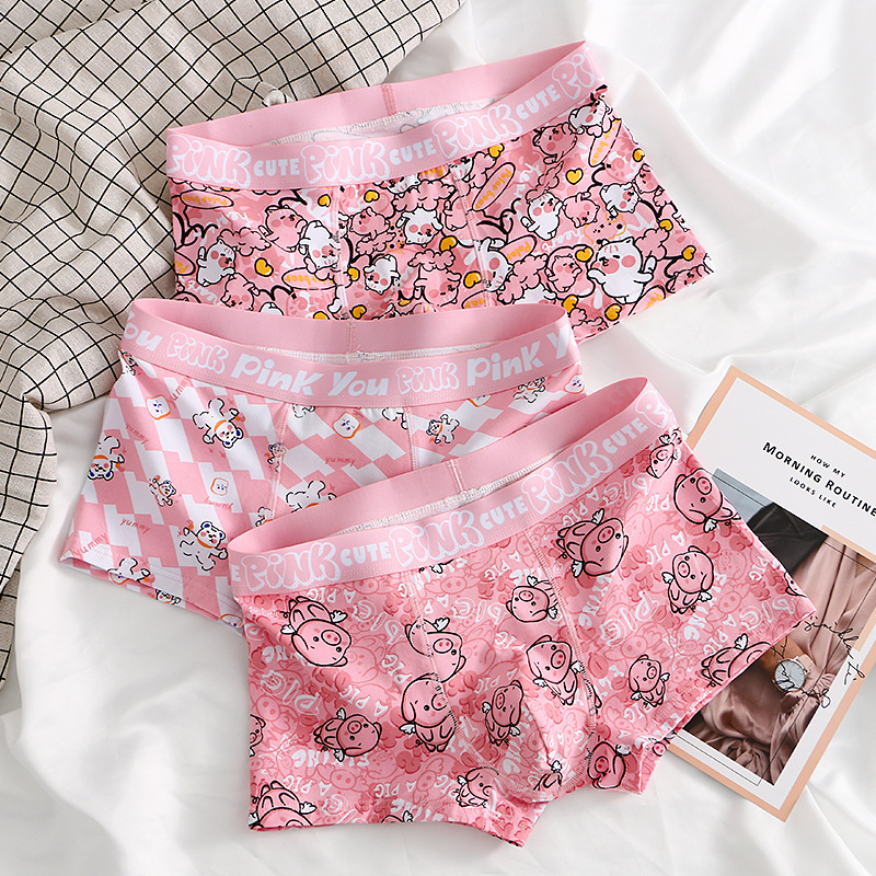 Men's Pink Pink Pants Men's Underwear Cotton Four Corner Cute Pig Boxer Pants Sexy Shorts Boyfriend Gift