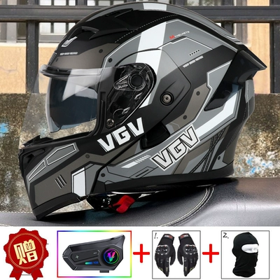 2025 new VGV3C certification motorcycle reveal helmet autumn and winter four seasons universal locomotive men's and women's safety helmet (Motosiklet dəbilqələri) - m-mechanical-black-external-bluetooth-free-gloves-headgear-anti-fog-sticker