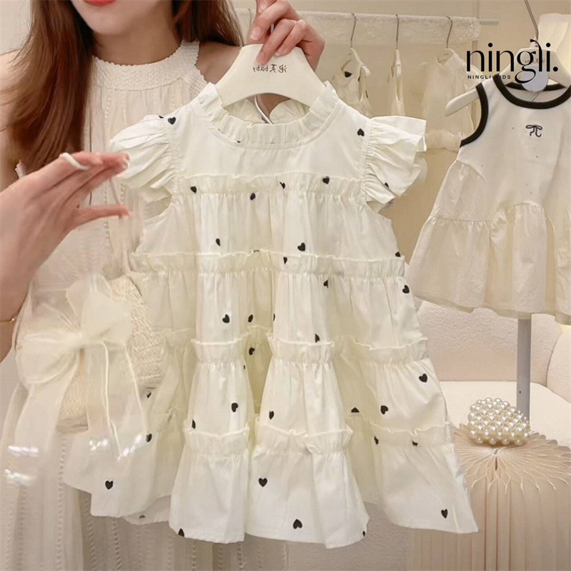 Vestido de verano para siete niñas con limón salado 2025 nuevo estilo coreano falda para niños estilo occidental vestido de princesa floral de verano marea