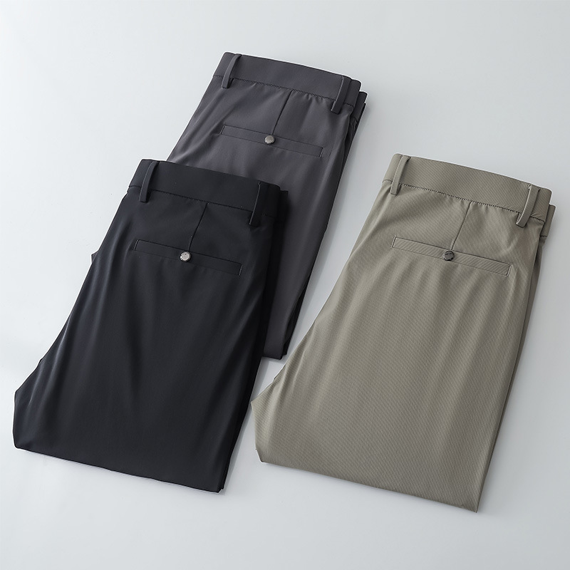 1 Sommer Neue Lässige Eisseidenhose, dünn, lang, für Herren mittleren Alters, Markenqualität 5A, antibakteriell_voghion.com