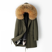 派克服女2025新款水貂毛拼貂中长款可拆卸内胆皮草外套女大衣加厚