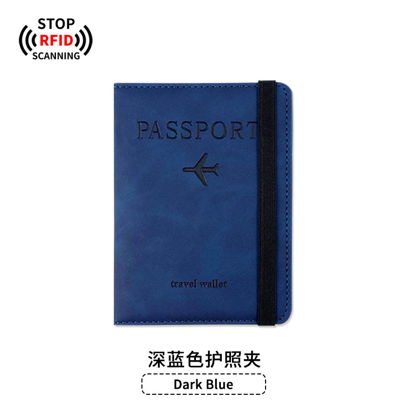 Bolsa de pasaporte antimagnética de piel de pu juego de etiqueta de equipaje cepillo antirrobo de cuero clip de pasaporte rfid bolsa de identificación en stock cubierta de pasaporte