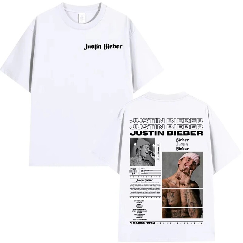 Justin Bieber Pop Music T-Shirt Men's and Women's Fashion Hip-Hop Short-Sleeved T-Shirt Cotton 95 Pure Cotton Justin Bieber Pop Music T-Shirt Men's and Women's Fashion Hip-Hop Short-Sleeved T-Shirt Cotton 95 Pure Cotton