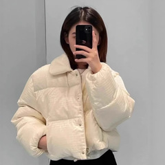 现货miu家韩系满印提花羽绒服奶呼呼时尚洋气简约百搭保暖羽绒服