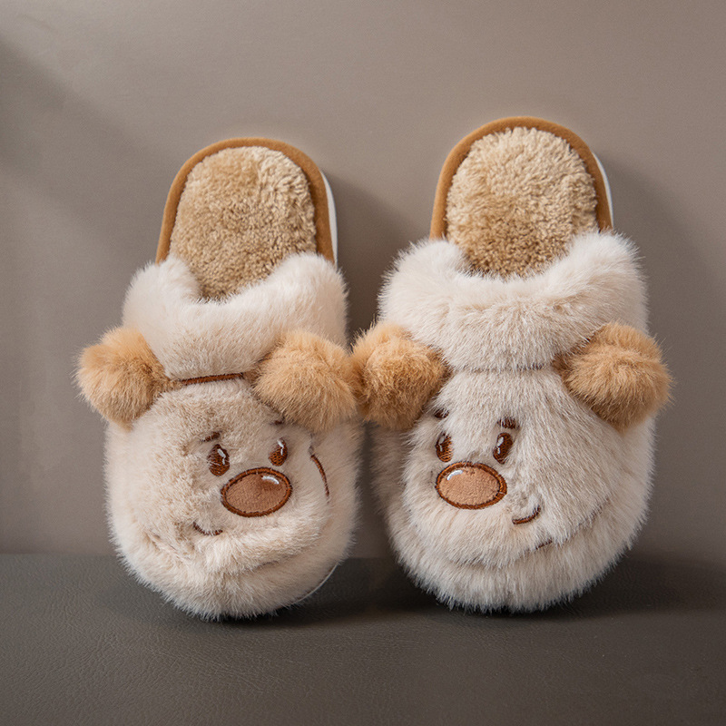 New invierno hogar antideslizante calentamiento zapatillas de algodón niñas niños 2025 bebé dibujos animados niños zapatillas de algodón