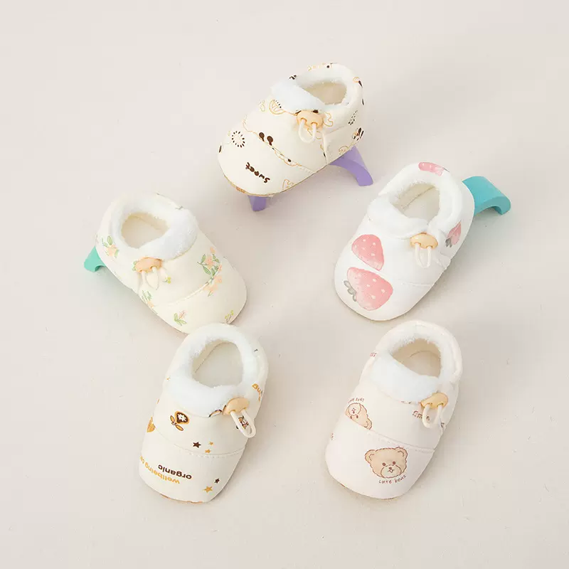 冬季新款卡扣防掉保暖棉鞋防滑软底卡通婴幼儿学步鞋现货批发