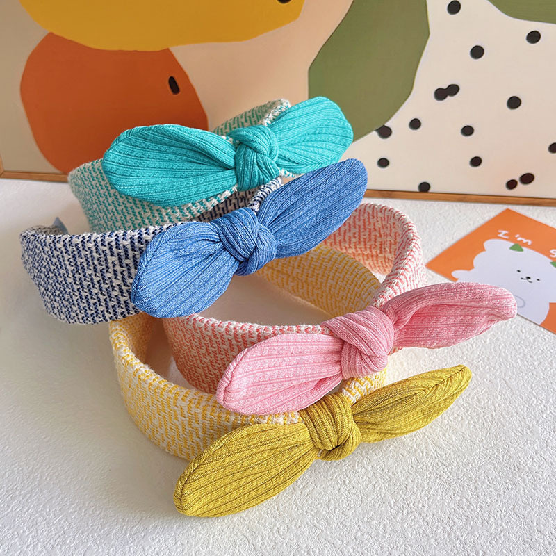 Nuevo estilo coreano lindo orejas de conejo bandas de cabello para niñas bandas de tela de borde ancho bandas de cabello de invierno y otoño arco bandas de cabello para niños