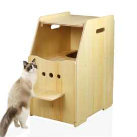 跨境木质猫窝创意喵星过滤猫砂盆柜四季通用实木简易组装宠物房屋