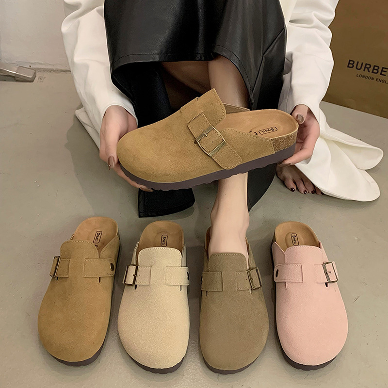 In-Stock 4.5cm Half Slippers for Women, 2026 Autumn New Thick-Soled Closed-Toe Half Slippers, Outdoor Slip-On Soft-Soled Slippers