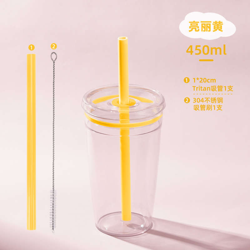 2025 新しいクロスボーダー 450 ミリリットル単層 Tritan ストローカップミルクティーカップコーヒーカップマルチカラーキャンディストローカップ|undefined