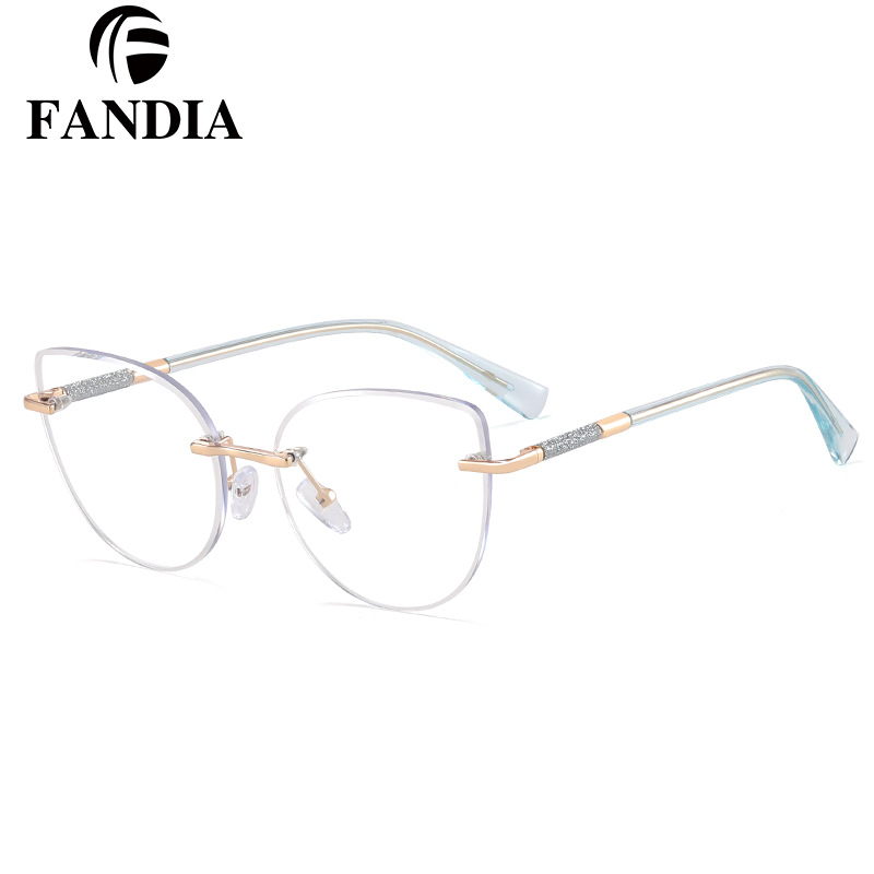 82141 nuevas gafas de moda sin marco de gafas de alta definición, fábrica de gafas de miopía al por mayor en stock image 5