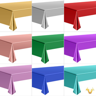 Cross-Border New Aluminum Film Tablecloth Gold Rose Gold Disposable Tablecloth 137*274 Party Supplies Tablecloth