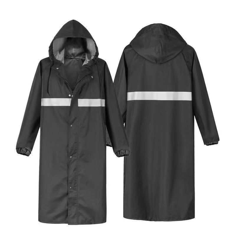 Capa de lluvia larga para adultos unida al aire libre impermeable para montar reflectante protección laboral propiedad de chaqueta de lluvia integrada