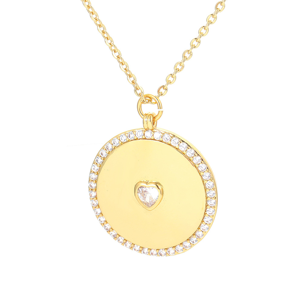 8g Weight Simple Micro-encrusted Zircon Heart Pendant Copper Necklace Wholesale