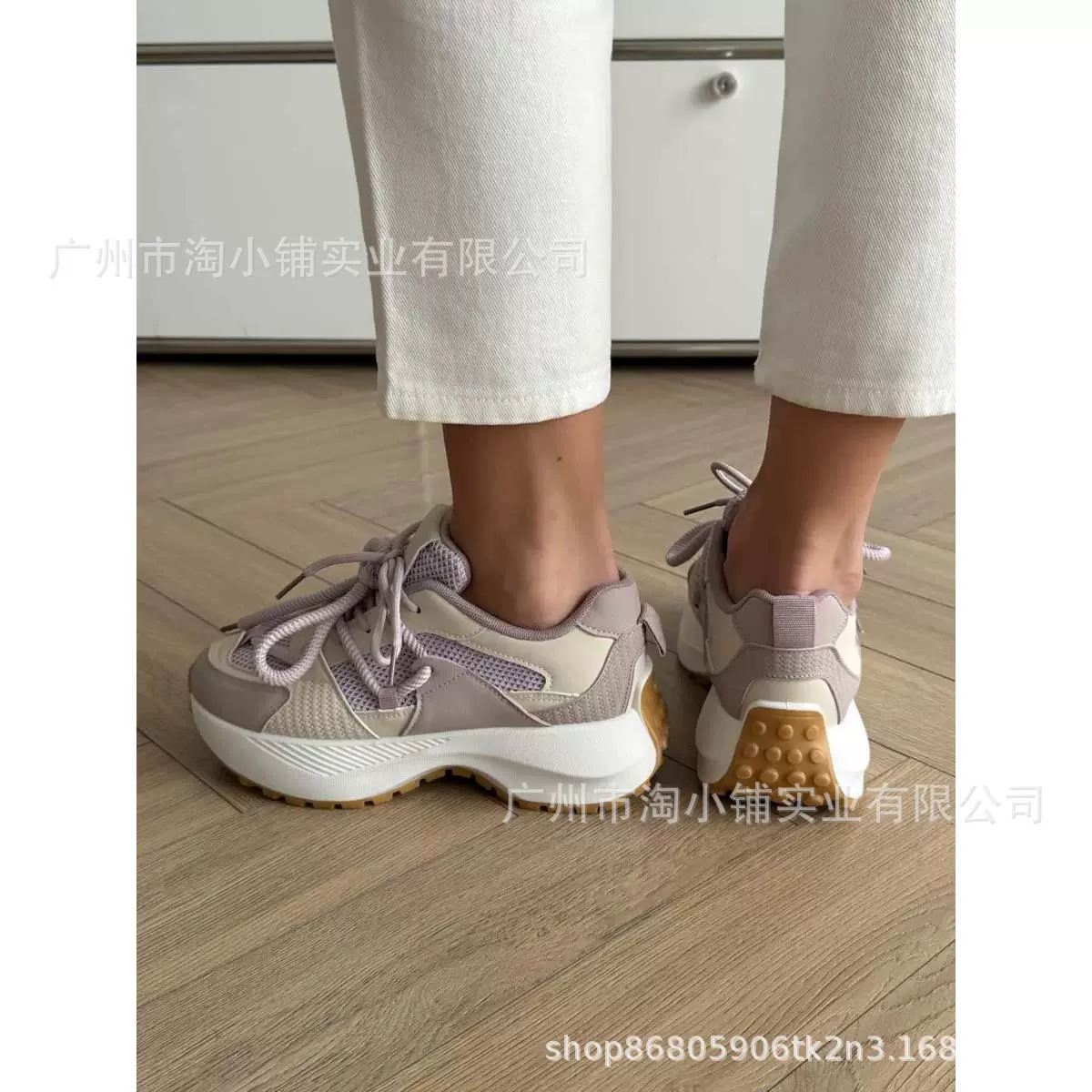 洋气女2025新款高级感网面厚底运动风休闲鞋百搭轻便防滑跑步鞋女