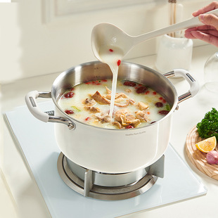 Ceramic Uncoated Stainless Steel Deepened Soup Pot Household Gas Induction Cooker Steaming Stew Pot Double-Eared Steamer for Delivery