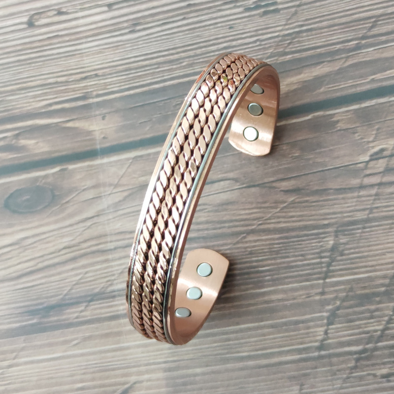 Vintage Style Geometric Copper Magnetic Unisex Bangle display picture 1