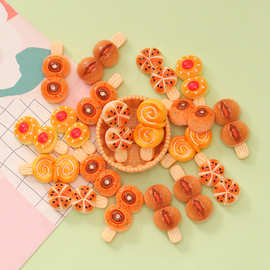 仿真烘焙面包串串 diy奶油胶微缩食玩道具娃娃屋造景树脂饰品摆件
