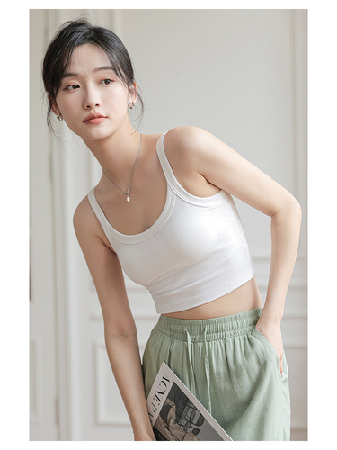 Pure Cotton Backless Bralette Top One-Piece Solid Color Simple Home Exercise Yoga Casual Base Bandage Style Women's Cover Bra