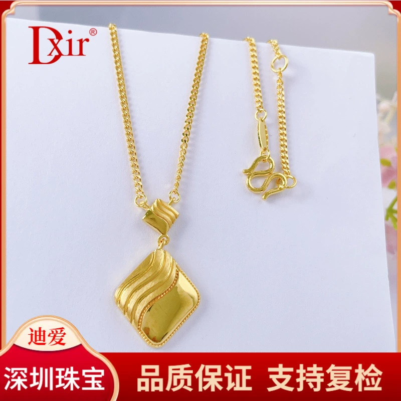 Чистое золото 999 [Оригинальная дизайнерская модель высокой точности] Модная квадратная регулируемая цепочка 17-18inch