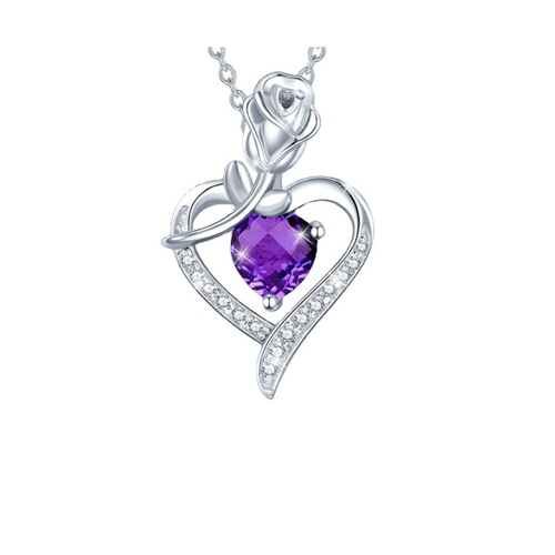 Cross-border wish European and American fashionable women's rose heart-shaped diamond pendant necklace Mother's Day gift jewelry