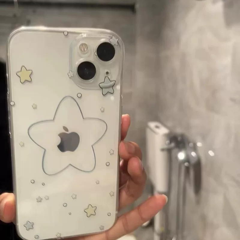 Чехол для телефона (Apple) iPhone 11/12/13/14/15 серии — прозрачный со звёздами, мягкий ТПУ полный покрытие