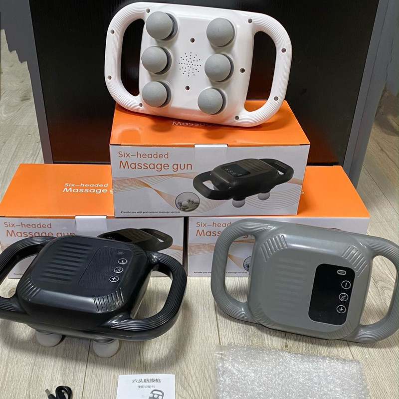Professional 6-Head Fascia Gun Rechargeable Electric Muscle Relaxation Full Body and Calf Home Massager Silent Design