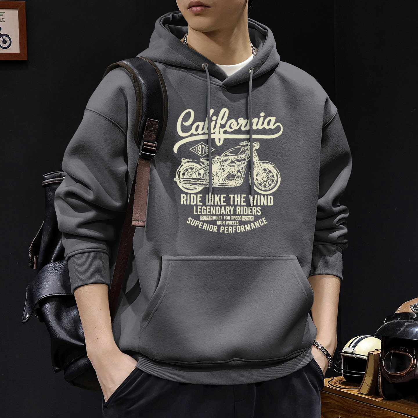 Hong Kong estilo japonés casual 420g pesado chaqueta encapuchada hombre primavera y otoño americano suelto y versátil chaqueta de pareja de estudiantes