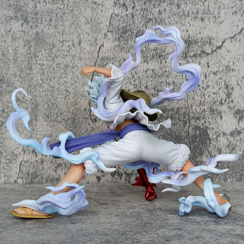 Аниме-фигура (One Piece) Луффи Солнце-Бог Ника — поза приседания, белая аура, без коробки