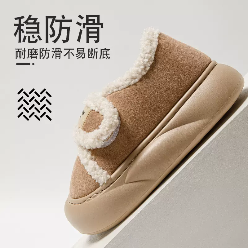 室内家居2025新款毛毛学生棉鞋厚底保暖加绒外穿棉拖鞋女冬季包跟