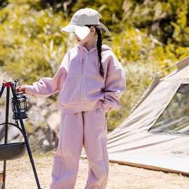 女童秋装拉链运动套装洋气中大童2025新款儿童春秋冬款休闲两件套
