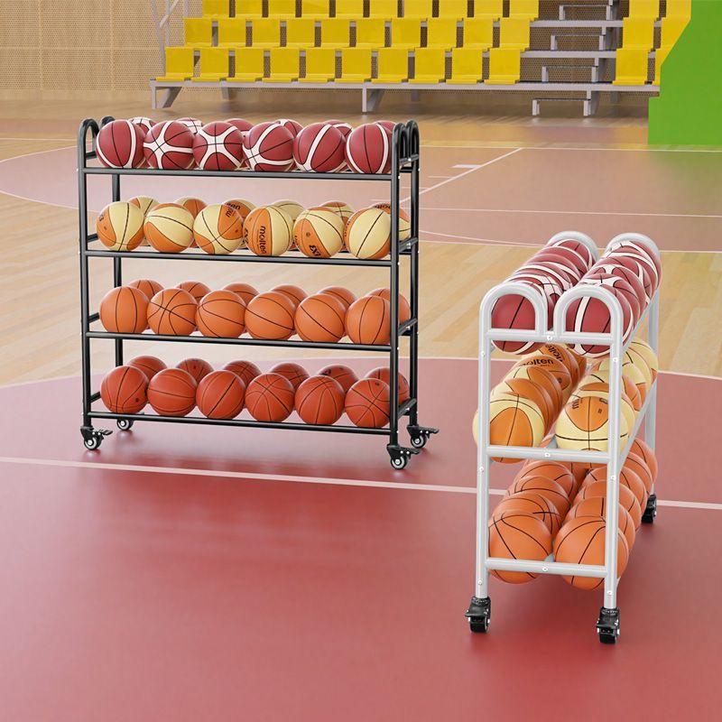 幼儿园学校球类篮球排球收纳架可移动篮球架碳钢推车摆放架置物架